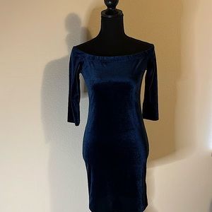 Navy Blue Velvet Dress